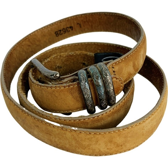 Brighton Taupe Cognac Calfskin Leather Skinny Large Belt main image 4